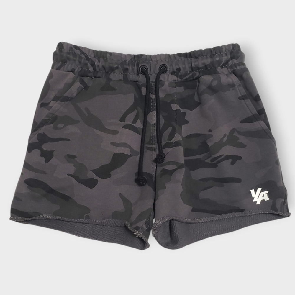 YoungLa Bodybuilding French Terry Shorts Camo Grey Black Size Medium #102